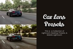 car lens Lightroom presets for desktop and mobile poster shows the difference between before and after photo editing 