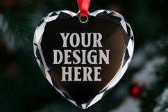 Christmas Heart Glass Ornament Mockup | Hanging Holiday Orna Product Image 1