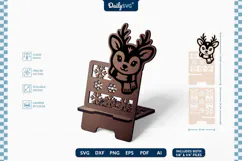 Cute Winter Animal Phone Holder SVG | Cozy Desk Stand Product Image 1
