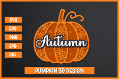 3D Pumpkin Laser cut SVG, Autumn Pumpkin SVG Product Image 1