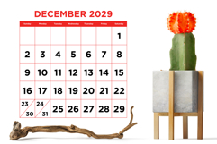 2029 Large Number Bold Color 8.5 x 11 Inch Calendar Template Product Image 6