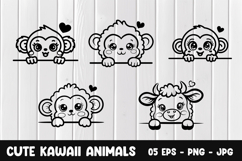 10 cute kawaii animals printable png, eps, jpg design Product Image 1