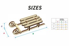 Sled Christmas Card - laser cut file, Sleight ornament Product Image 3
