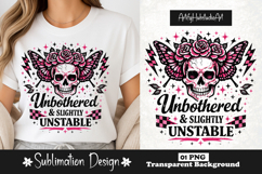 Unbothered &amp; Slightly Unstable Butterfly Pink Gothic Funny Product Image 1