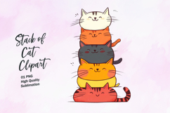 Stack of colorful cat watercolor clipart PNG Product Image 1