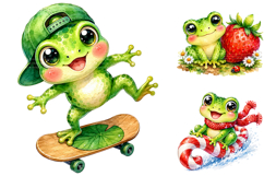 Funny Frog Watercolor Clipart Bundle, Watercolor PNG Product Image 5