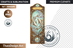 Pisces Art Nouveau Zodiac Clipart Astrology Bookmark PNG Product Image 1