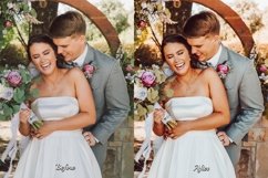 Before and after using Golden Wedding Presets on the outdoor bride and groom photo - Golden Wedding Presets transform outdoor bride and groom photo - Golden Wedding Presets add an aesthetic Instagram vibe to the outdoor bride and groom photo.