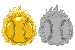 Baseball with Flames in Color Product Image 5