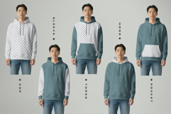 3 Oversized Hoodie Mockups on Asian Man.Generated Ai Product Image 5