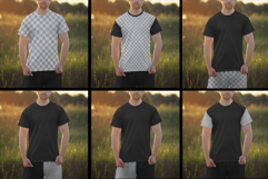 7 Mockups of Men&#039;s T-Shirt and Shorts Outdoors at Dawn Product Image 5