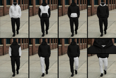 5 Walking Pose Hoodie Pants Apparel Mockup Set. Generated AI Product Image 5