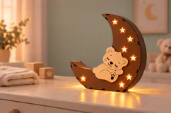 Sleeping Teddy Moon Lantern SVG Laser Cut Files Product Image 2