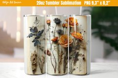 3D Flower 20 OZ Skinny Tumbler Sublimation | Herbarium PNG Product Image 1