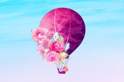 Watercolor Pink Floral Hot Air Balloons | Sublimation PNG Product Image 5