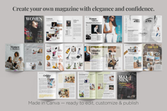 WOMEN Magazine Template | Modern Editorial Canva Layout Product Image 5