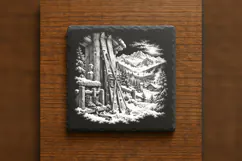 Alpine Ski Stand Winter Wonderland Laser Engraving PNG Product Image 6