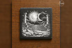 The Twin Luminaries Gothic Celestial Laser Engraving PNG Product Image 6