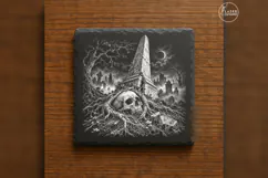 The Root-Caught Witness Halloween Cemetery Engraving PNG Product Image 6