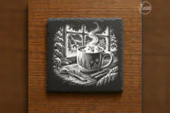 Midnight Cocoa Window Winter Christmas Laser Engraving PNG Product Image 6