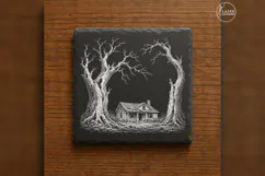 The Thornwood Silhouette Haunted House Laser Engraving PNG Product Image 6