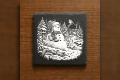 Robin on the Twig Hand Snowman Laser Engraving PNG Product Image 6