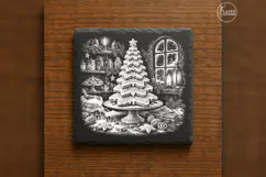 The Gingerbread Fir Centerpiece Christmas Engraving PNG Product Image 1