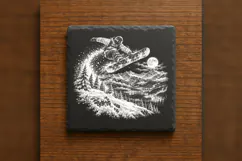 Moonridge Snowboarder Winter Wonderland Engraving PNG Product Image 6