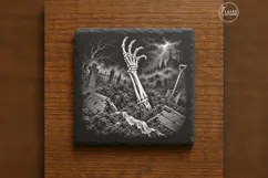 The Unfinished Burial Halloween Cemetery Engraving PNG Product Image 6