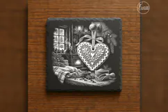 The Hearthside Gingerbread Heart Christmas Engraving PNG Product Image 6