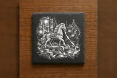 The Ribbon-Pull Cavalier Christmas Laser Engraving PNG Product Image 1