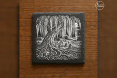 The Willow of Names Halloween Cemetery Engraving PNG Product Image 6