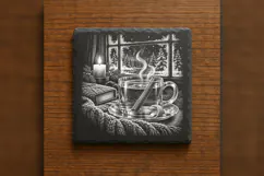 The Cinnamon Glass Teacup Winter Drink Laser Engraving PNG Product Image 6