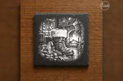 The Fireside Boot Santa Claus Christmas Laser Engraving PNG Product Image 1