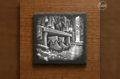 Curled Shoes Elves Cloakroom Laser Engraving PNG Product Image 6