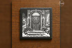 The Wreathlight Door Christmas Village Laser Engraving PNG Product Image 6