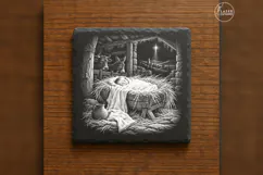 Child in Manger Holy Night Laser Engraving PNG Product Image 6