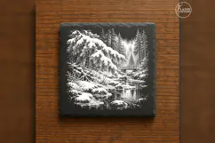 The Bough Above the Stream Winter Nature Laser Engraving PNG Product Image 6
