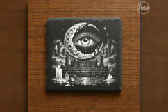The Crescent Oracle Gothic Celestial Laser Engraving PNG Product Image 1