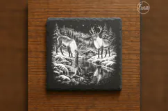 Silverwater Pair Reindeer Forest Christmas Laser PNG Product Image 6