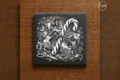 The Parcel-Tied Candy Cane Christmas Engraving PNG Product Image 6