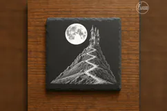 The Moonlit Ascent Haunted House Laser Engraving PNG Product Image 6