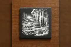 Sunlit Icicle Thaw Winter Wonderland Engraving PNG Product Image 6