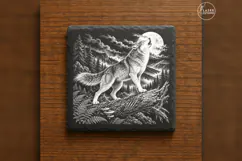 The Fallen-Log Howl Gothic Animal Laser Engraving PNG Product Image 6