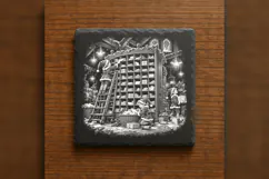 Nine-Hundred Pigeonholes Christmas Laser Engraving PNG Product Image 6