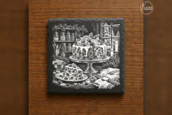 Candied Christmas Fruitcake Winter Baking Engraving PNG Product Image 1