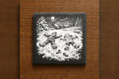 Twin Snow Angels Winter Wonderland Laser Engraving PNG Product Image 6