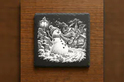 The Laughing Scarf Snowman Laser Engraving PNG Product Image 6