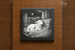 Lamb Beside Manger Laser Engraving PNG Product Image 6