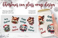 Marry Christmas glass can wrap 16oz BUNDLE|Cute xmas designs Product Image 13